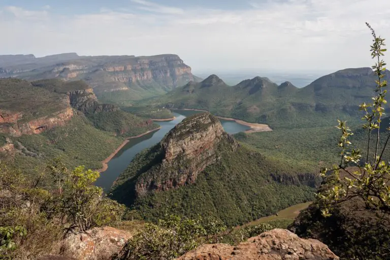 panoramic view of blyde river canyon and three rondavels