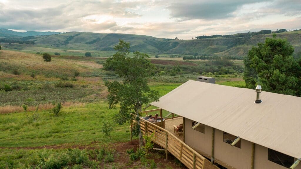 Accomodatie bij Africamps aan de Champagne Valley in Zuid Afrika